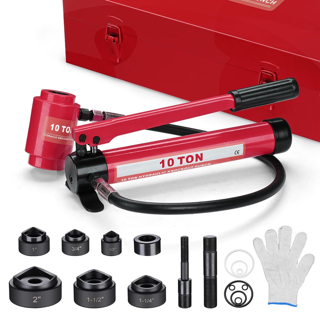 Yescom 10 Ton Hydraulic Punch Press w/ 6 Piece Tool Kit