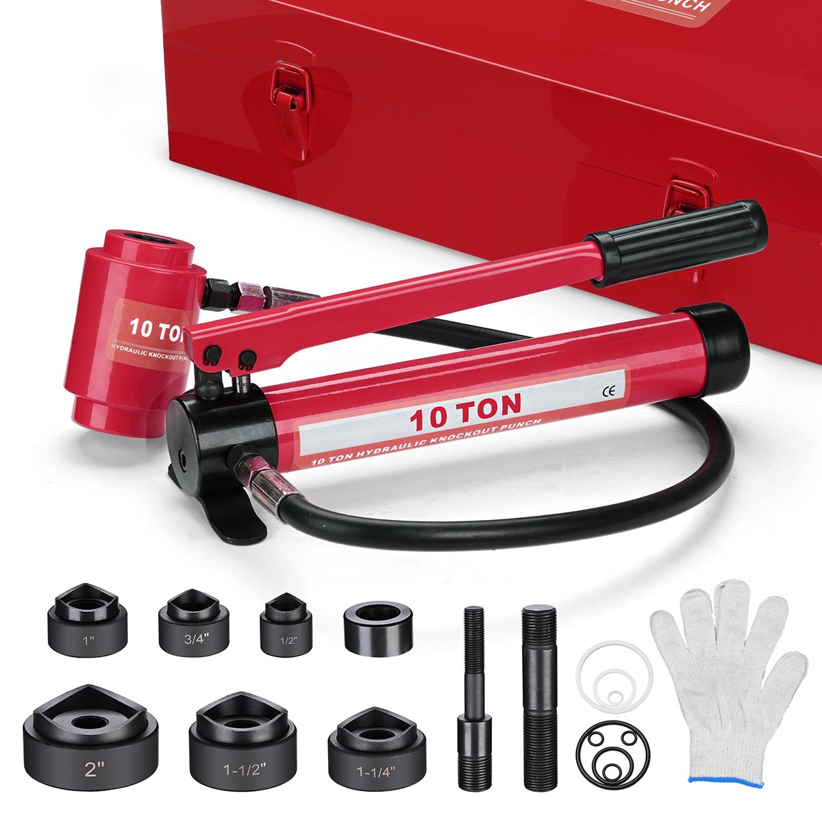 Yescom 10 Ton Hydraulic Punch Press w/ 6 Piece Tool Kit
