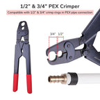 Yescom Pex Crimp Tool Ring Crimper w/ Gauge 1/2" 3/4" Red
