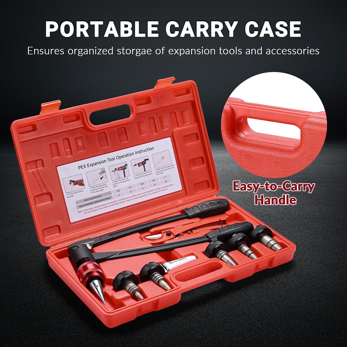 Yescom Auto Rotate PEX-A Expansion Tool with Tubing Cutter & Head