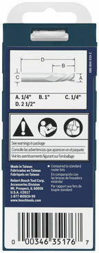 BOSCH 85903MC 1/4 In. x 1 In. Solid Carbide Double-Flute Downcut Spiral Router Bit