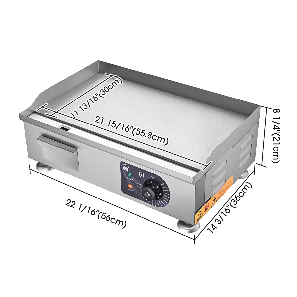 Yescom Electric Griddle with Lid Flat Top Grill 22in 3000W