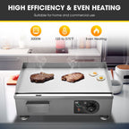 Yescom Electric Griddle with Lid Flat Top Grill 22in 3000W
