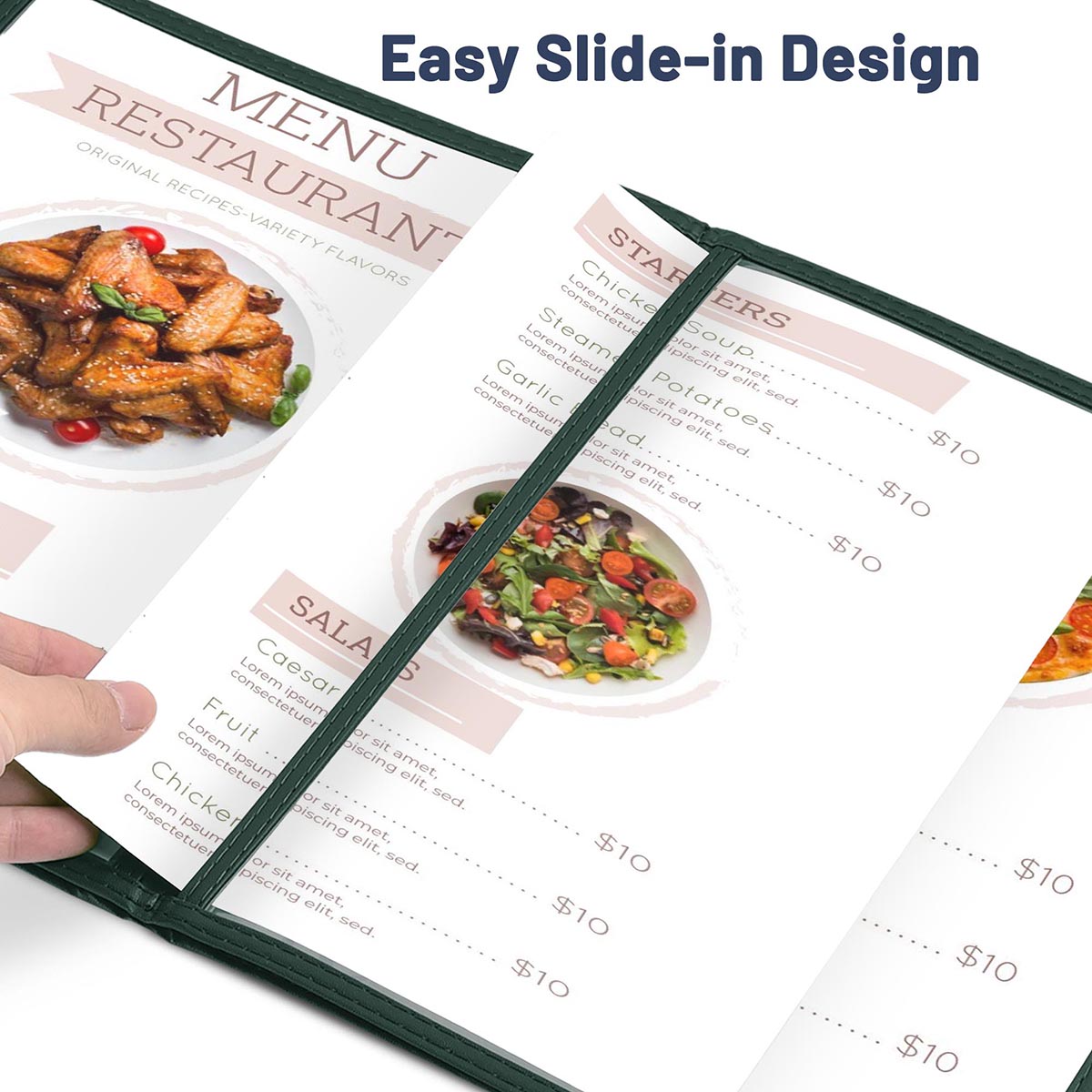 Yescom 30x Menu Covers Cafe Restaurant Green 8.5x14 & 4.25x14