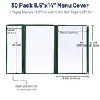 Yescom 30x Menu Covers Cafe Restaurant Green 8.5x14 & 4.25x14