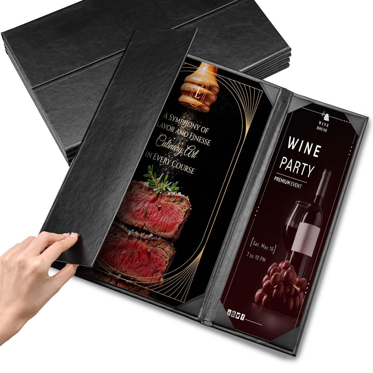 Yescom 8.5x14 PU Leather Menu Covers Set(5)