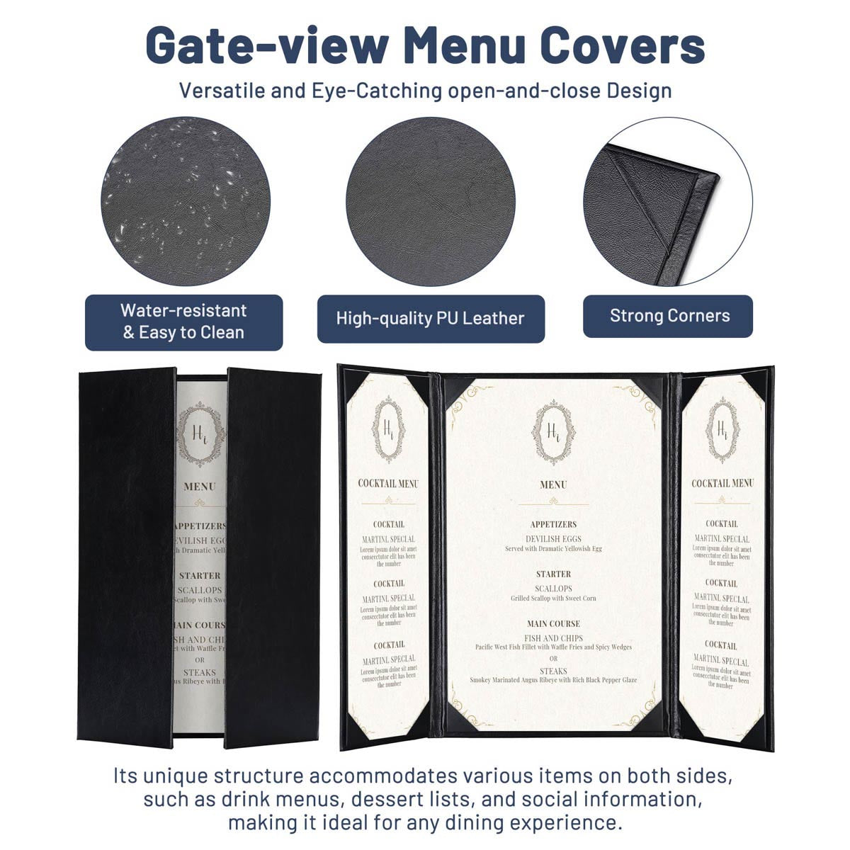 Yescom 8.5x14 PU Leather Menu Covers Set(5)