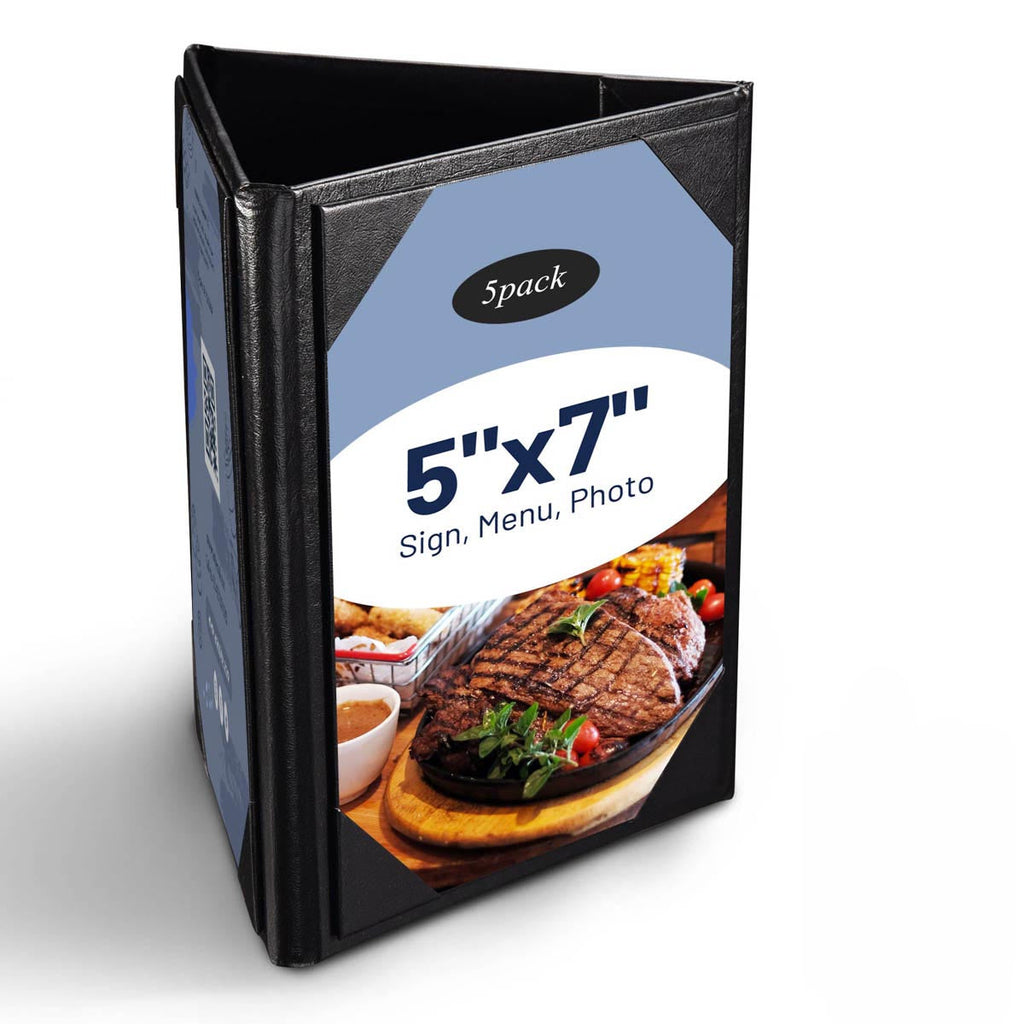 Yescom 3-Sided Table Tent Bar Cafe Cards Holder PU Leather