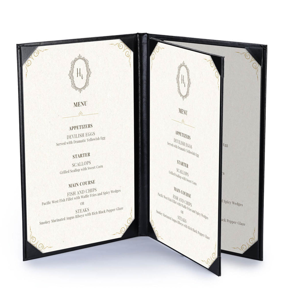 Yescom Personalized Menu Covers - 8.5x14 PU Leather Custom Printed & Color
