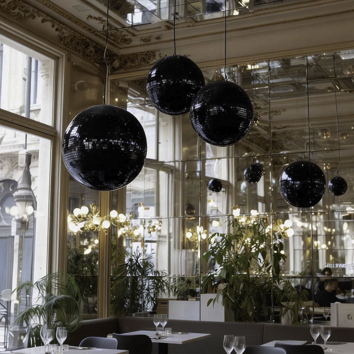 Yescom Black Mirror Ball for Tech Launches Car Show