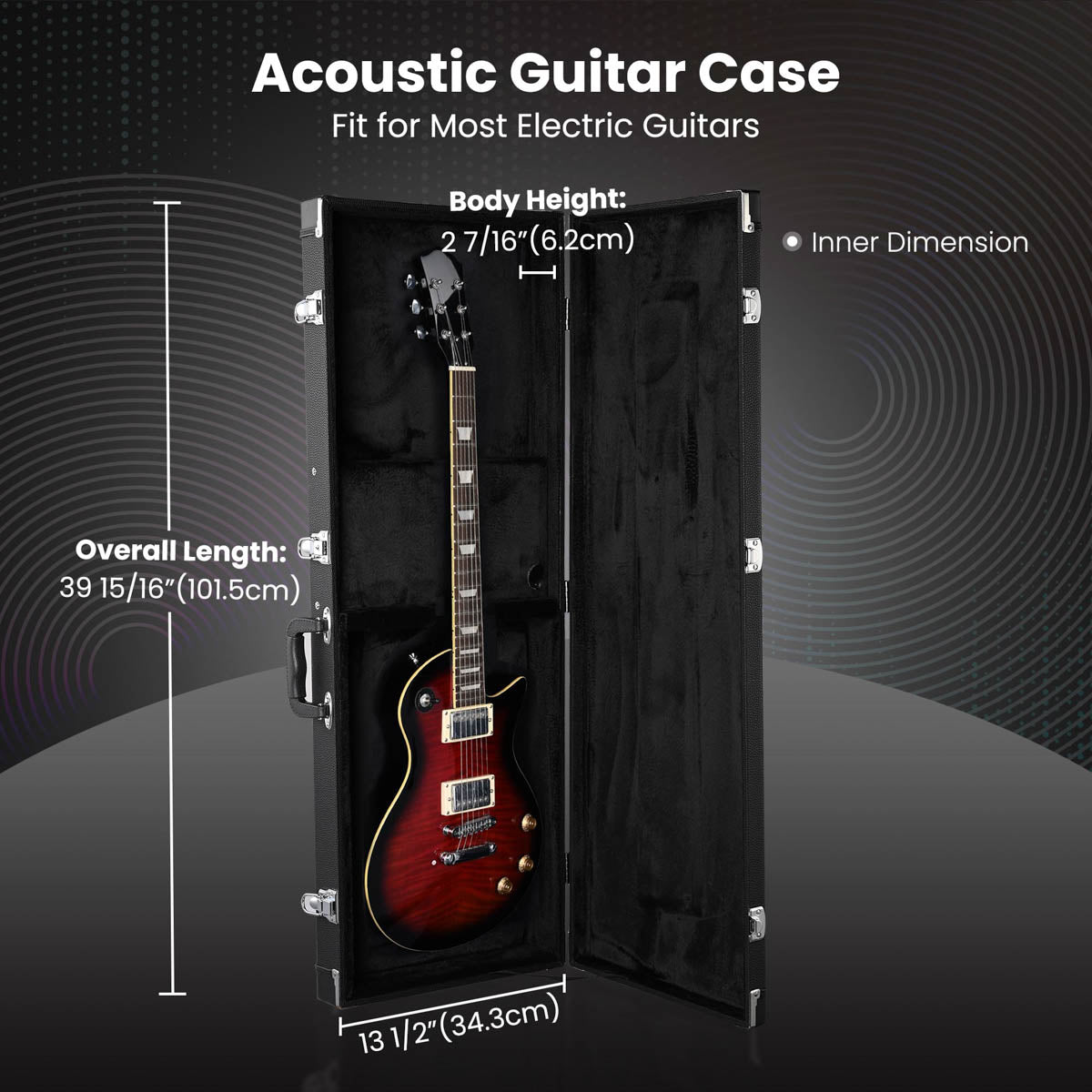 Yescom Lockable Universal Electric Guitar Hard-Shell Case 41"x14" Wooden