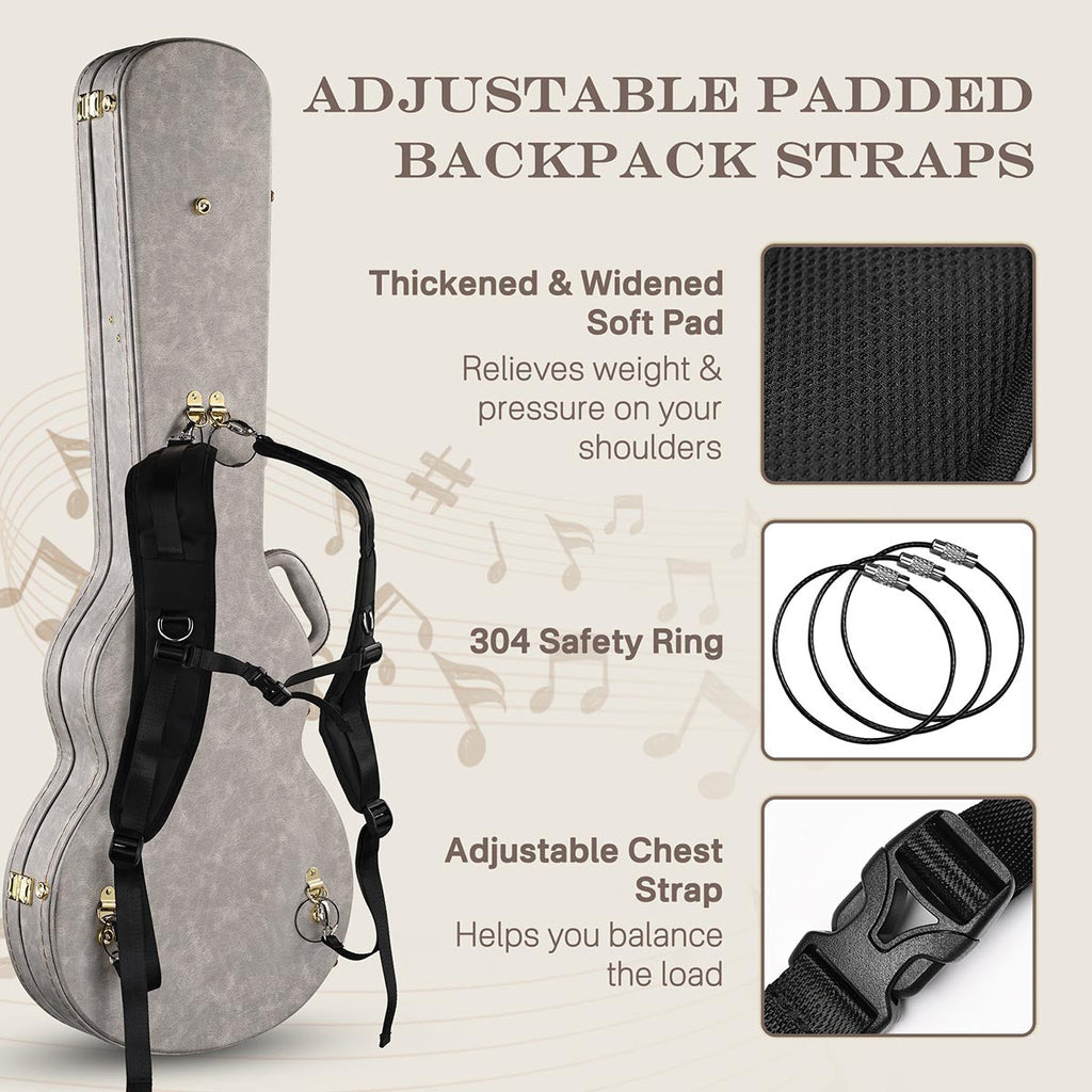 Yescom Lockable Electric Guitar Hard-Shell Case Les Paul Style Wood