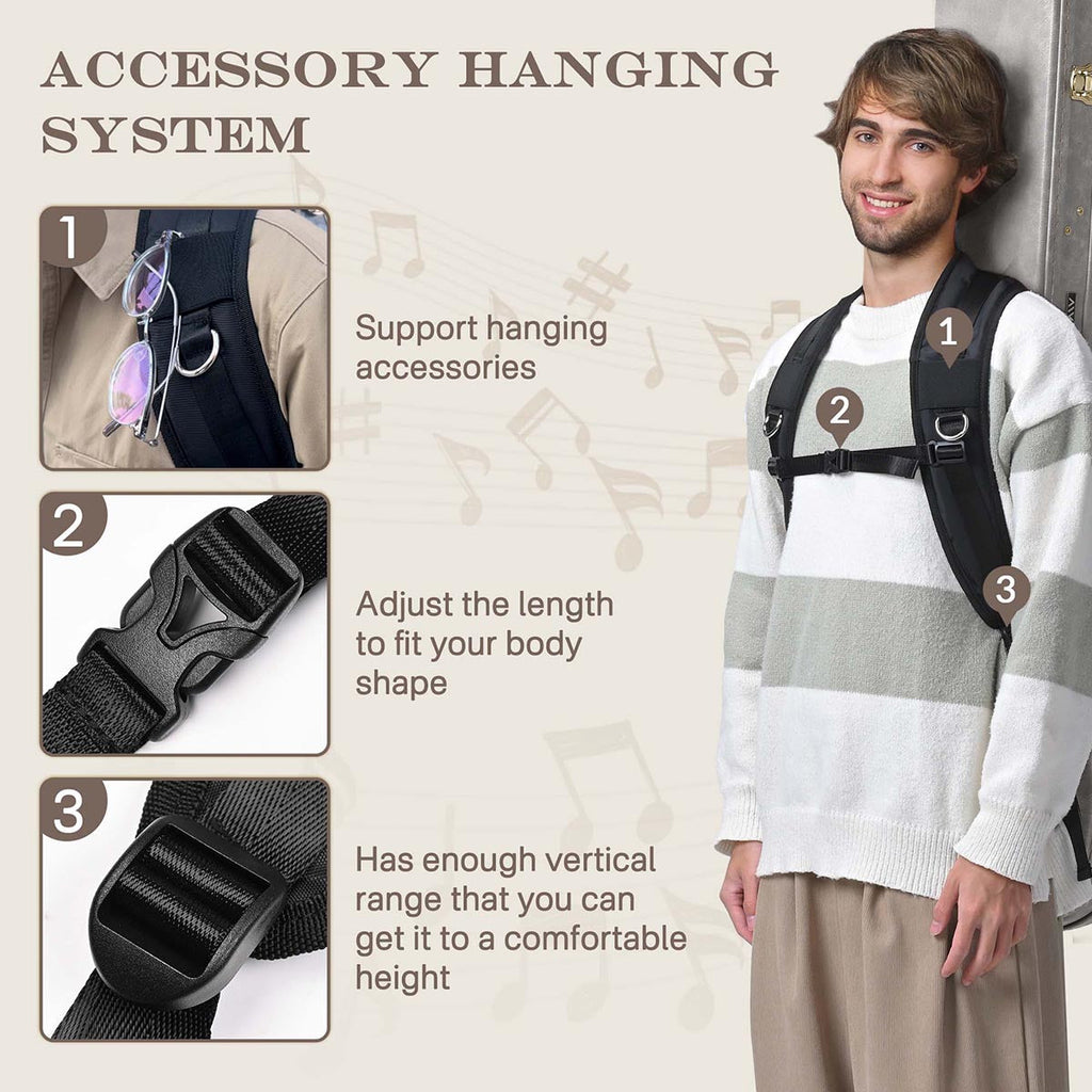 Yescom Padded Backpack Straps with Chest Strap for Guitar Case