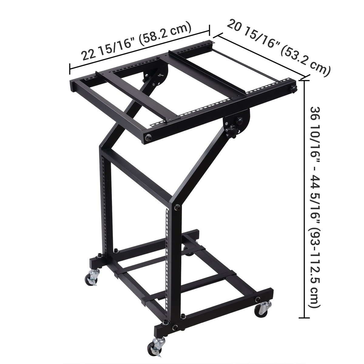 Yescom 19in 9U Stage Rolling Audio Mixer Stand Rack Cart w/ 4 Poles