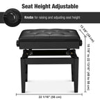 Yescom Piano Bench Leather Seat Adjustable-Height w/ Storage