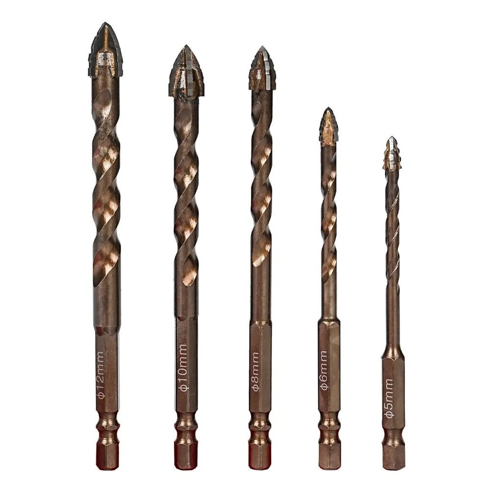 10PCS High-Strength Eccentric Twist Drill Bit,New Four-FluteSawtooth Eccentric Drill Bit,Multifunction Drill Bit Set(5/6/8/10/12)