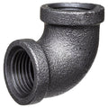 90 Degrees  Elbow Black Coated Malleable Iron Pipe Fitting, 1-1/2" Pipe, Female BSPT, Class 150