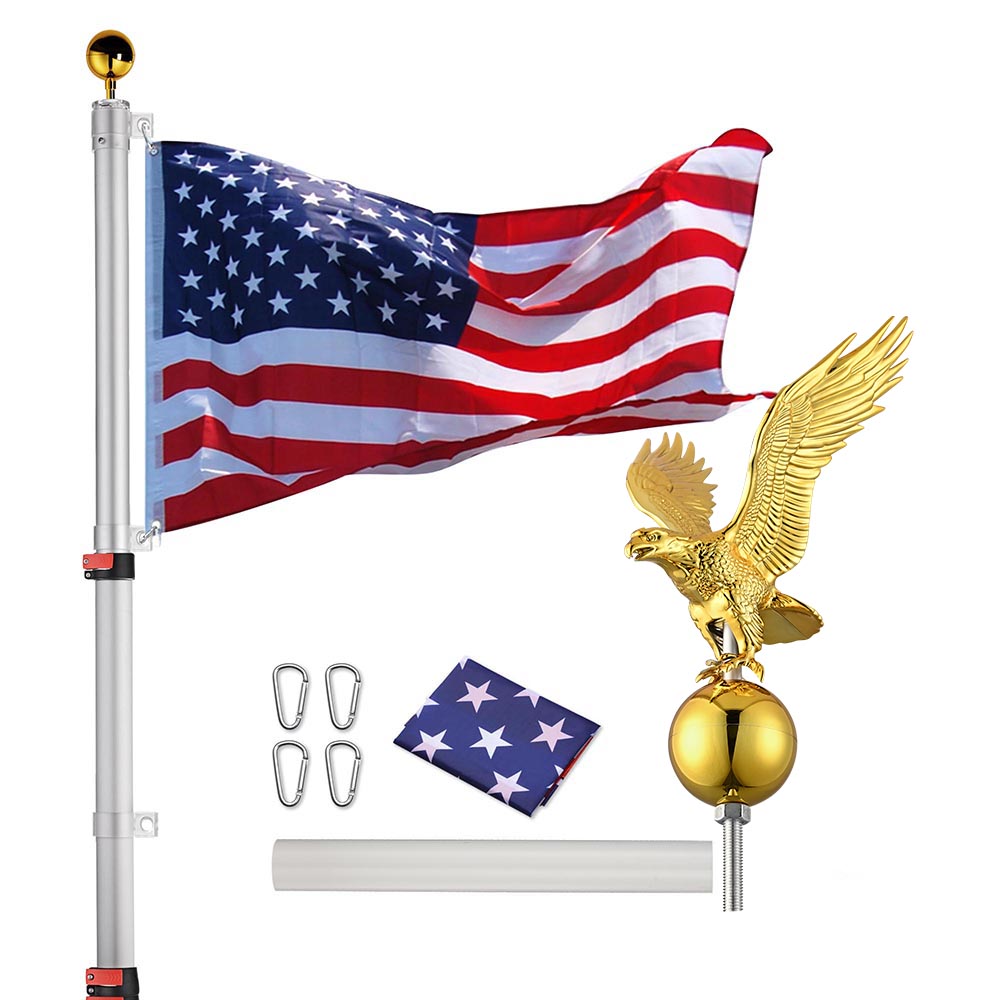 Yescom EZ GO Telescopic Flagpole with Regal Eagle