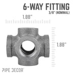 3/8 in. Black 6-Way Fitting