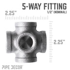 1/2 in. Black 5-Way Fitting