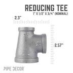 1 in. x 1/2 in. x 3/4 in. Black Reducing Tee