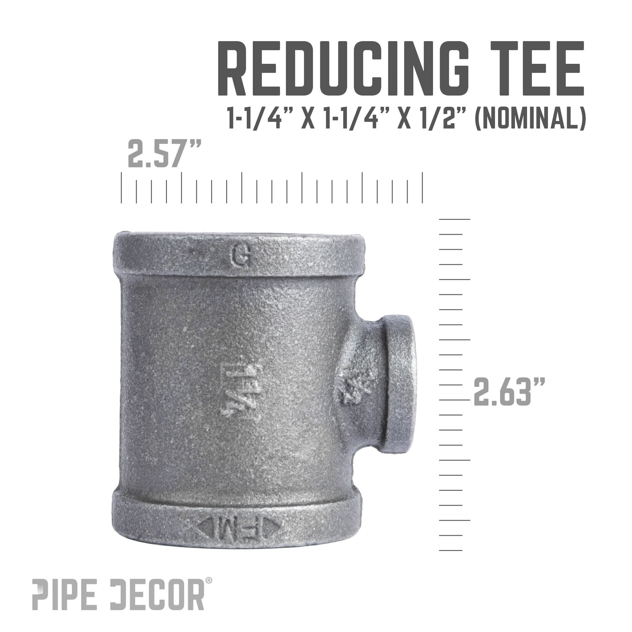 1 1/4 in. x 1 1/4 in. x 1/2 in. Black Reducing Tee