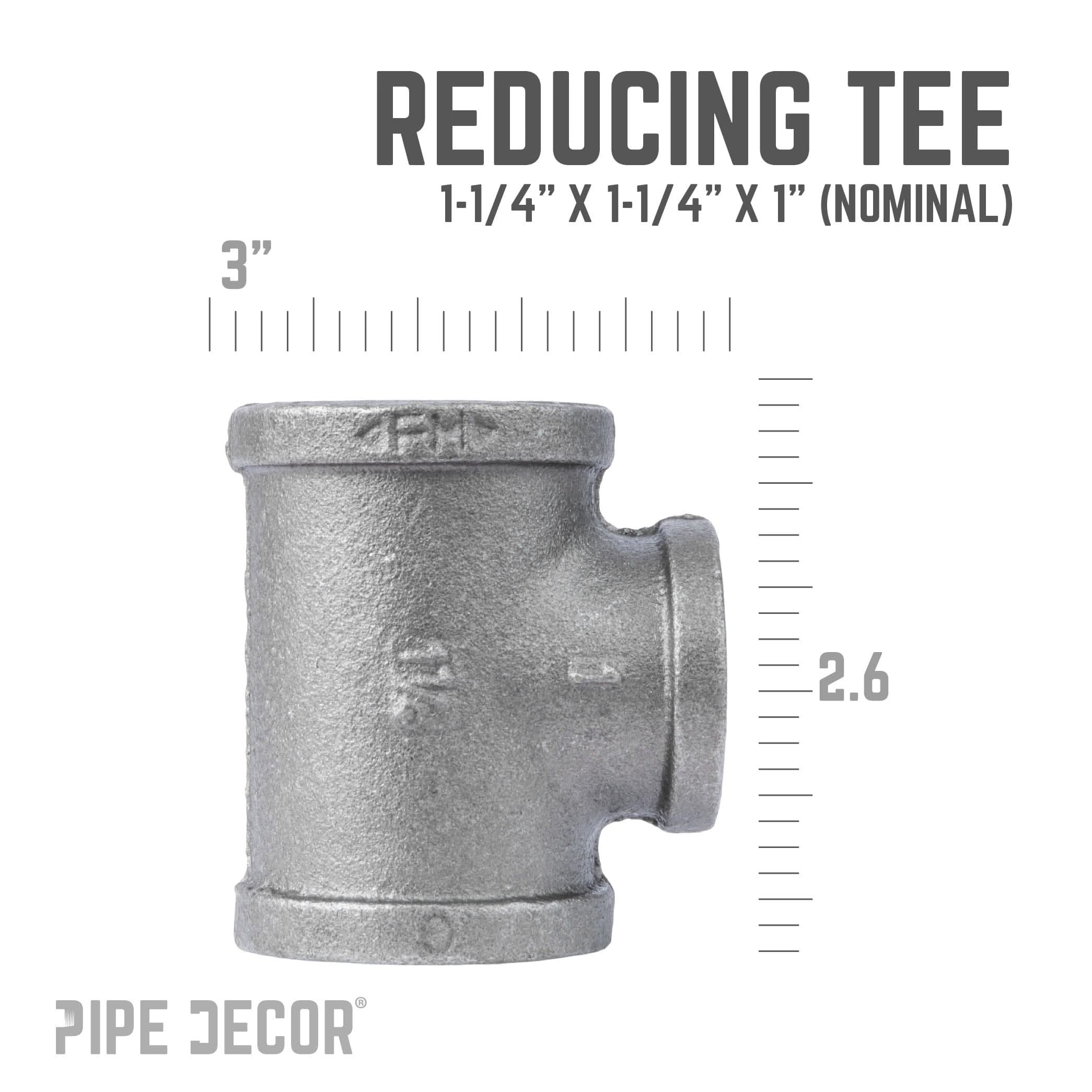 1 1/4 in. x 1 1/4 in. x 1 in. Black Reducing Tee