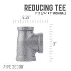 1 in. x 3/4 in. x 1 in. Black Reducing Tee