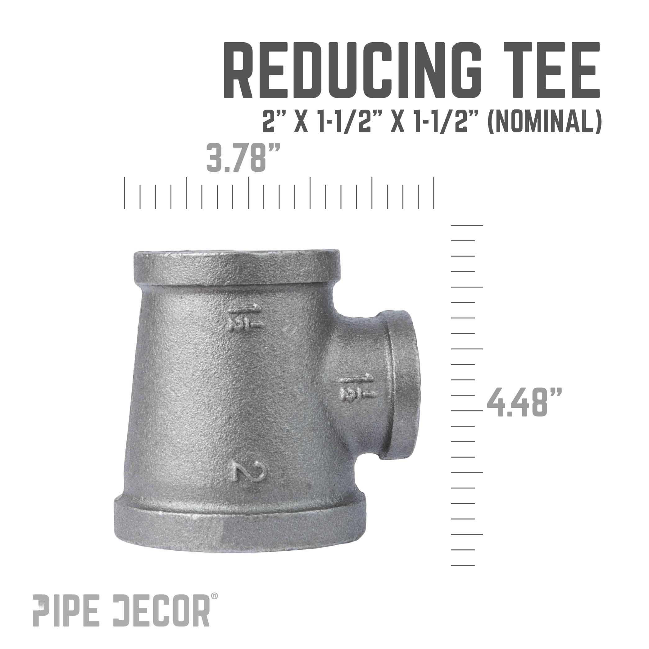 2 in. x 1 1/2 in. x 1 1/2 in. Black Reducing Tee