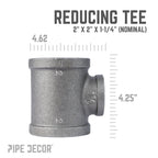 2 in. x 2 in. x 1 1/4 in. Black Reducing Tee