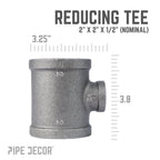 2 in. x 2 in. x 1/2 in. Black Reducing Tee