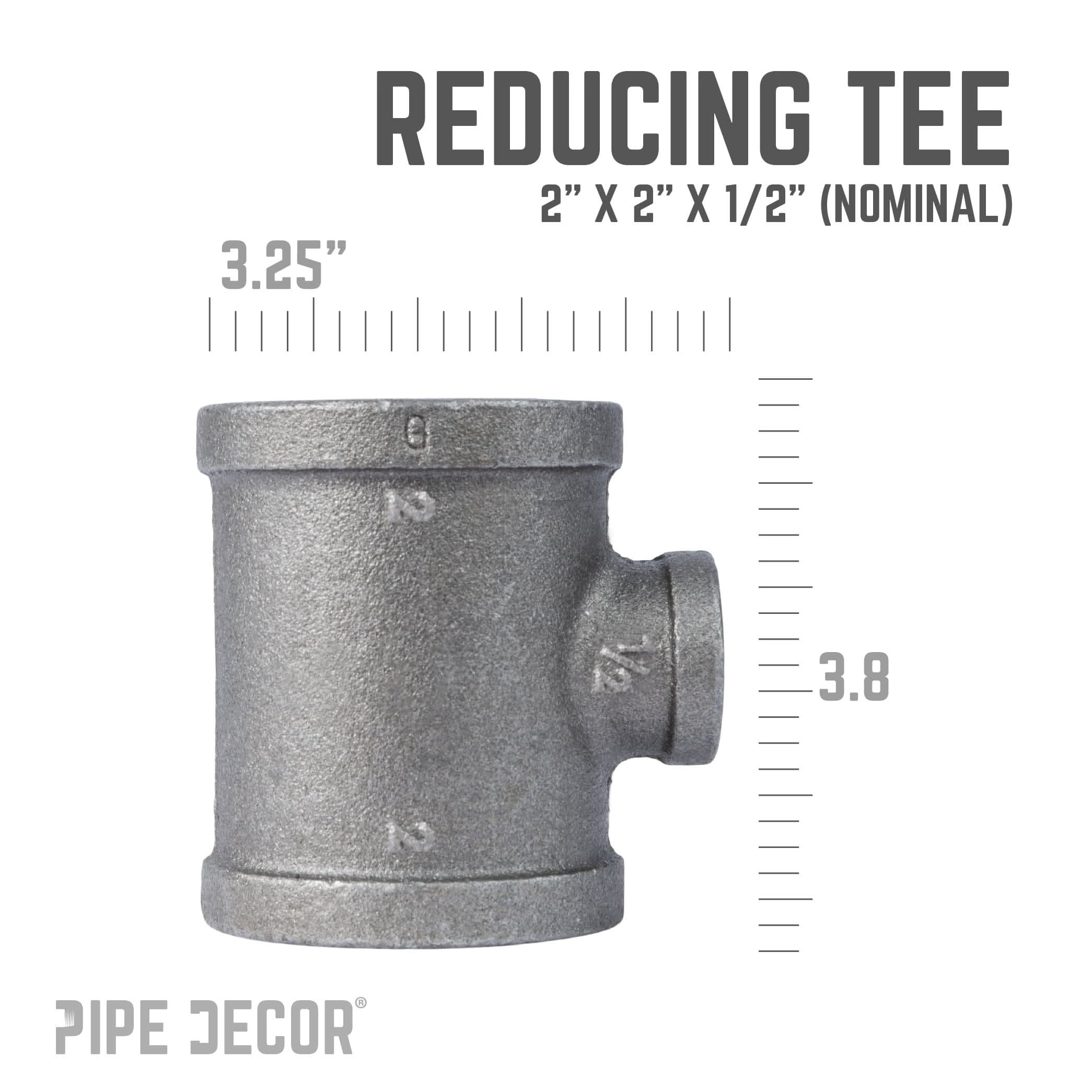 2 in. x 2 in. x 1/2 in. Black Reducing Tee