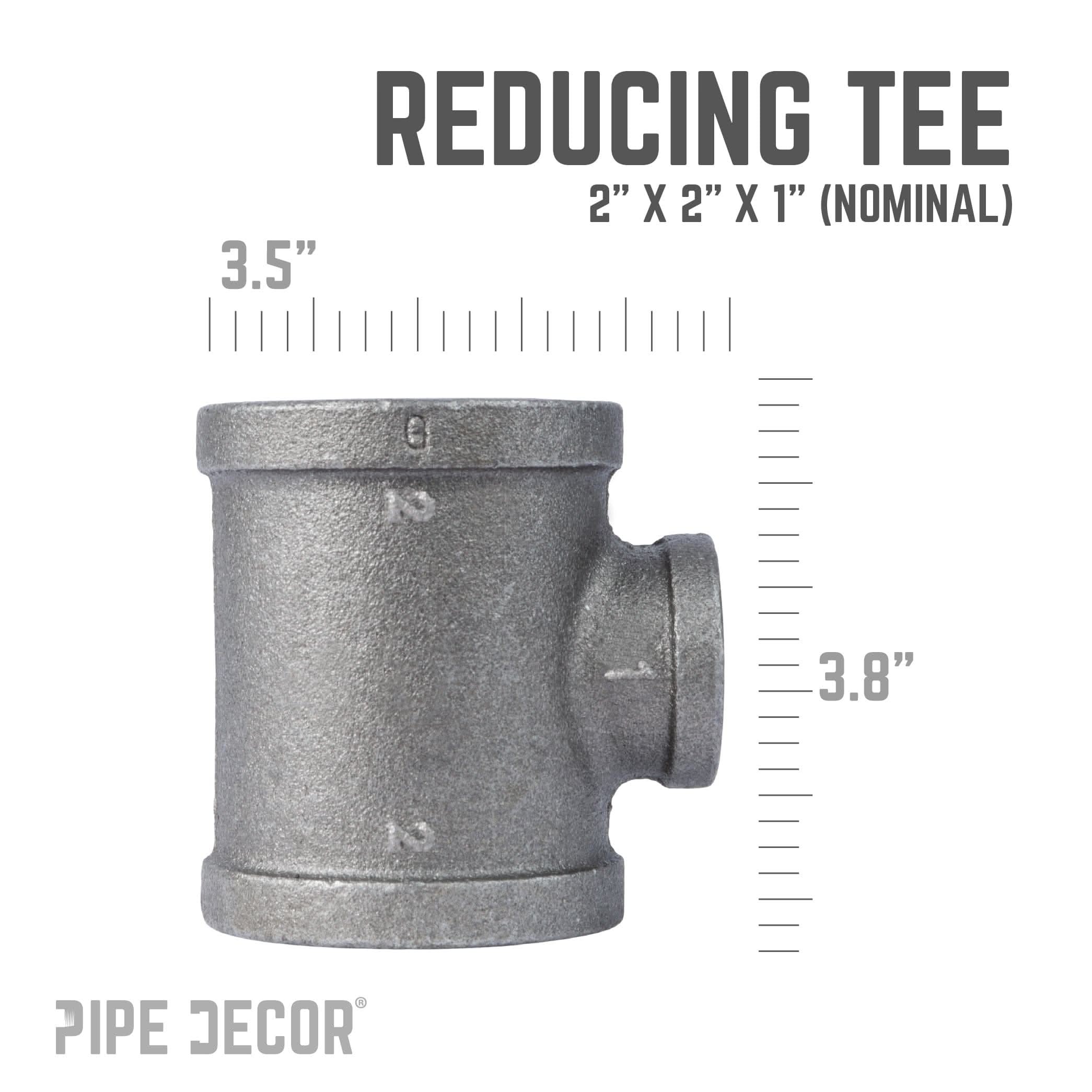 2 in. x 2 in. x 1 in. Black Reducing Tee
