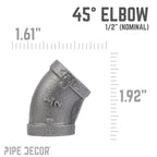 1/2 in. Black 45 Degree Elbow