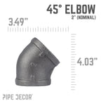 2 in. Black 45 Degree Elbow