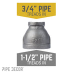 1 1/2 in. x 3/4 in. Black Reducing Coupling