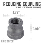 1 in. x 3/4 in. Black Reducing Coupling