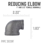 1 in. x 1/2 in. Black Reducing Elbow