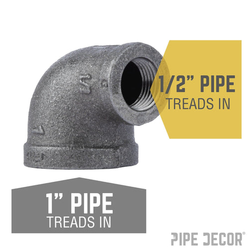 1 in. x 1/2 in. Black Reducing Elbow