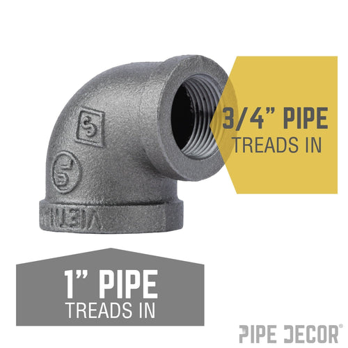 1 in. x 3/4 in. Black Reducing Elbow