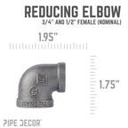 3/4 in. x 1/2 in. Black Reducing Elbow