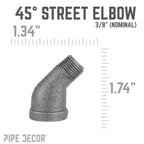 3/8 in. Black 45 Degree Street Elbow
