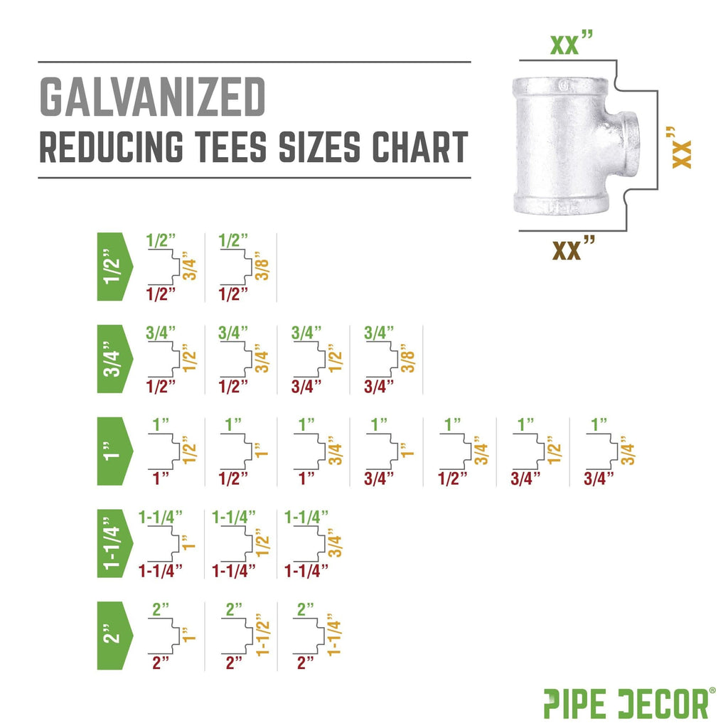 3/4 in. x 1/2 in. x 1/2 in. Galvanized Reducing Tee