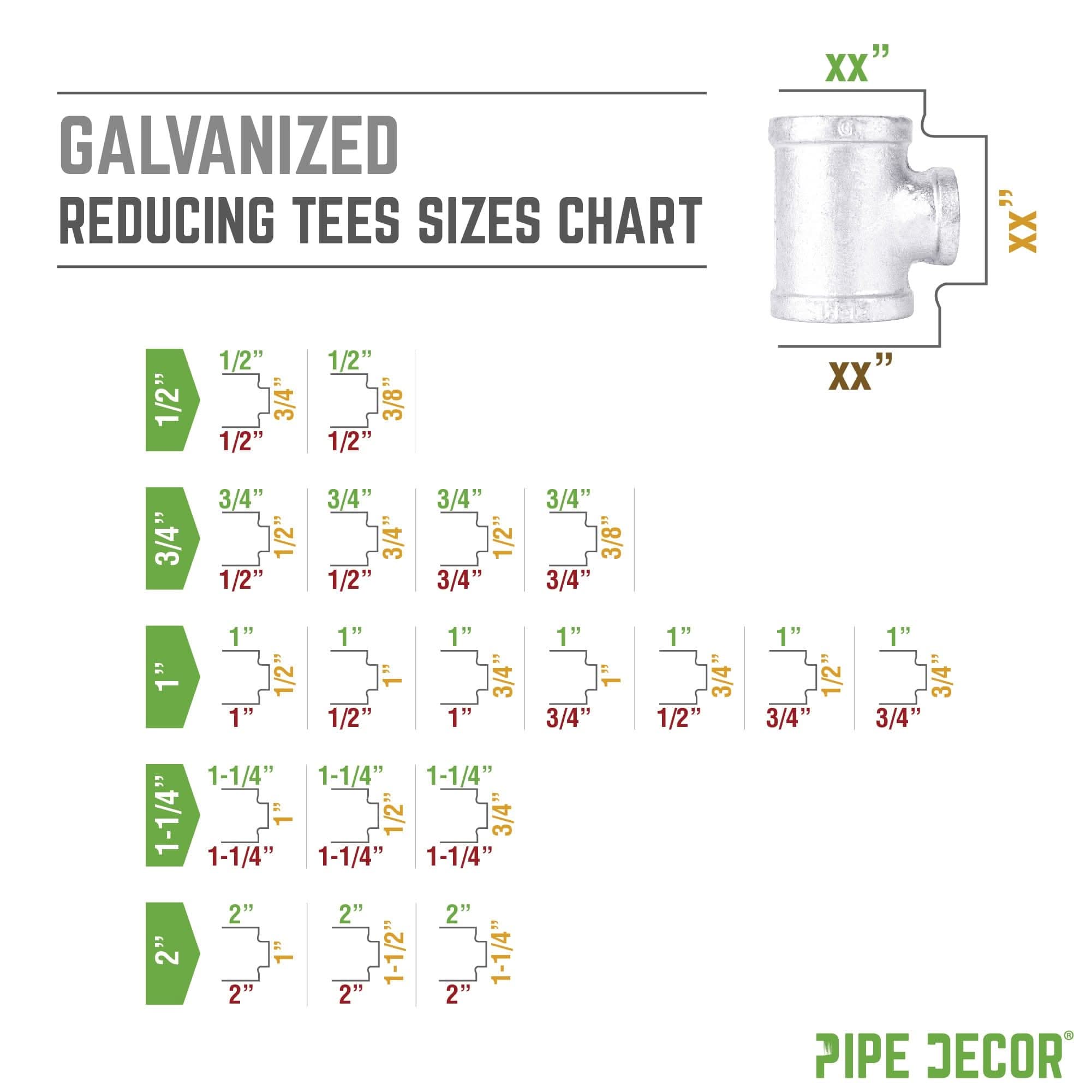 3/4 in. x 1/2 in. x 1/2 in. Galvanized Reducing Tee