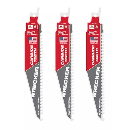 6 in x 6 TPI Reciprocating Saw Blade, 3 PK