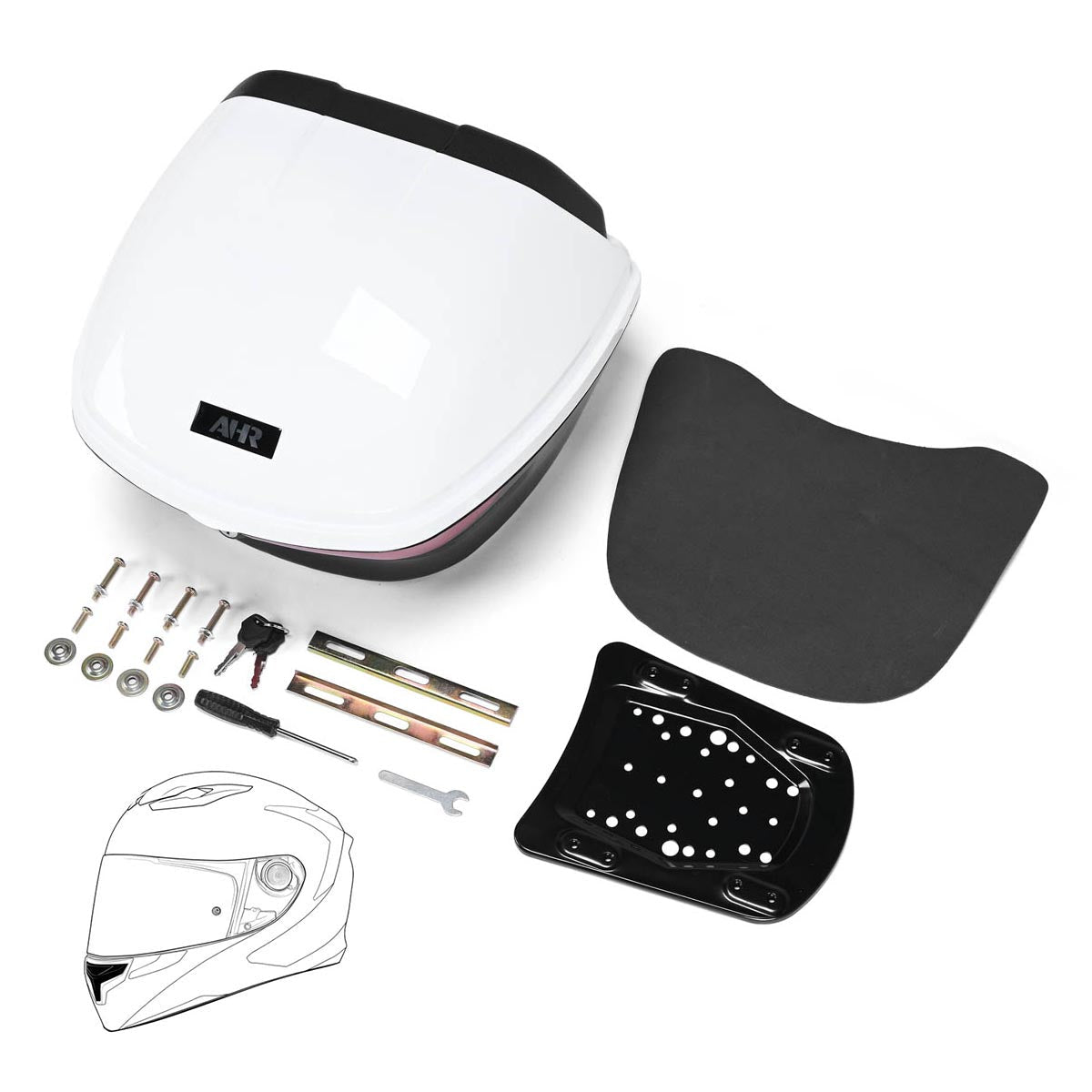 Yescom Motorcycle Trunk with Backrest Scooter Tour Pack White