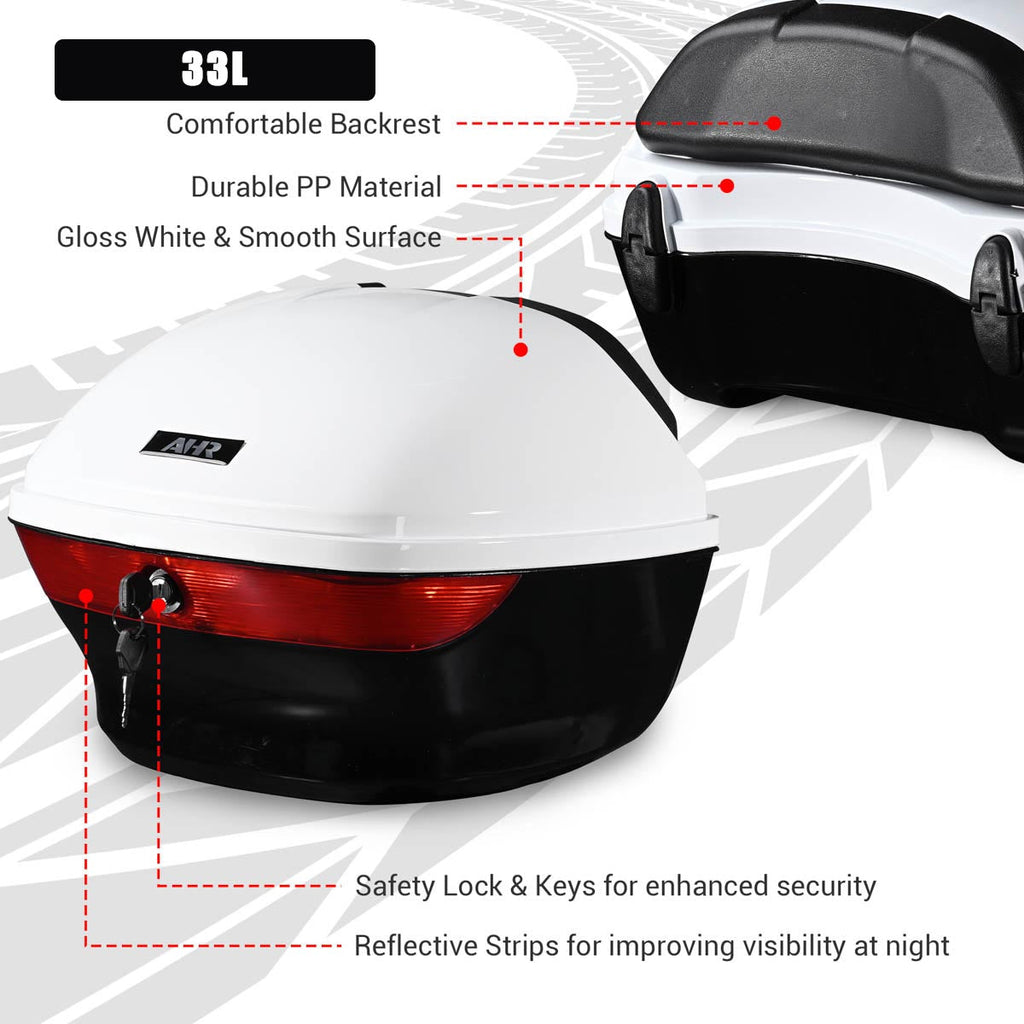 Yescom Motorcycle Trunk with Backrest Scooter Tour Pack White