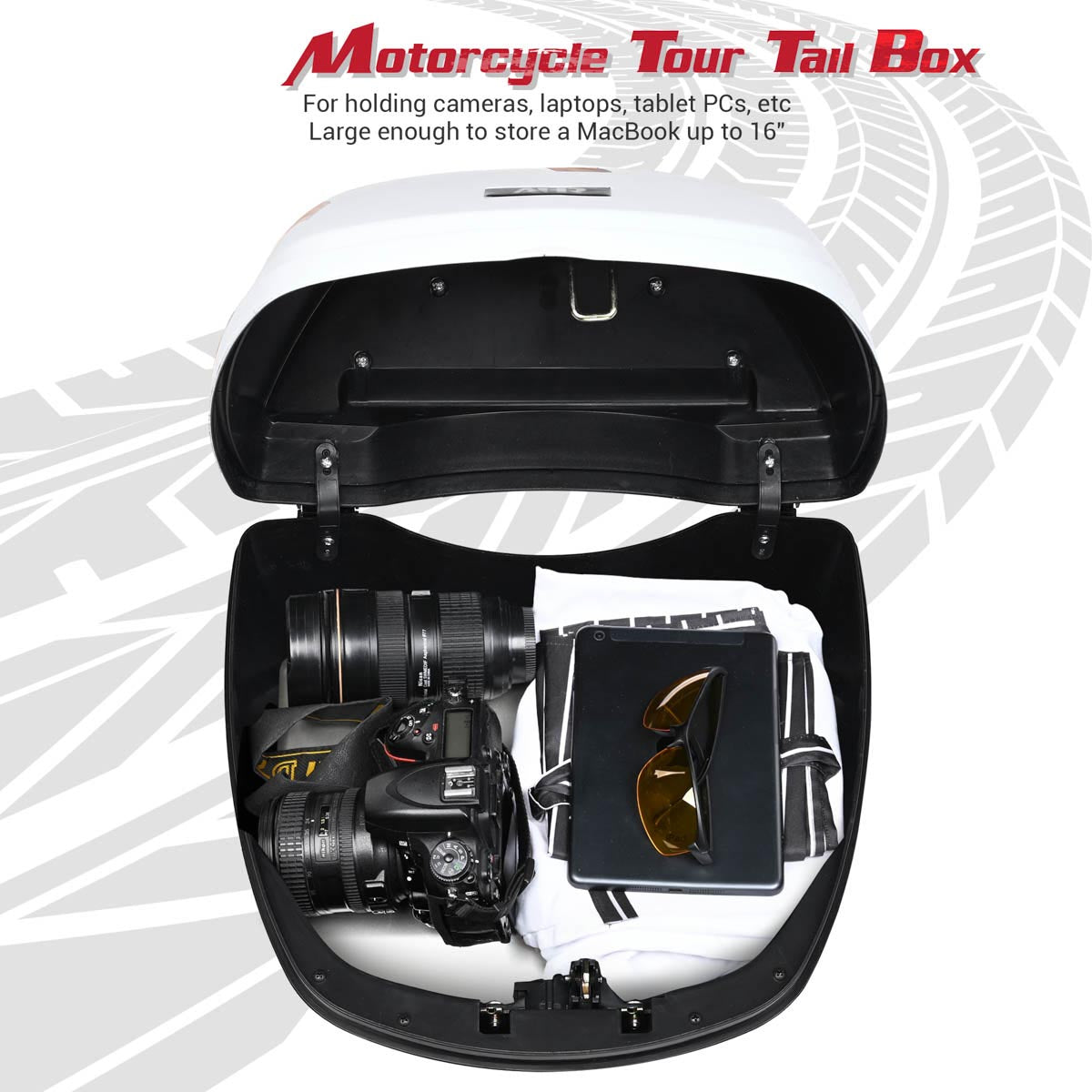 Yescom Motorcycle Trunk with Backrest Scooter Tour Pack White
