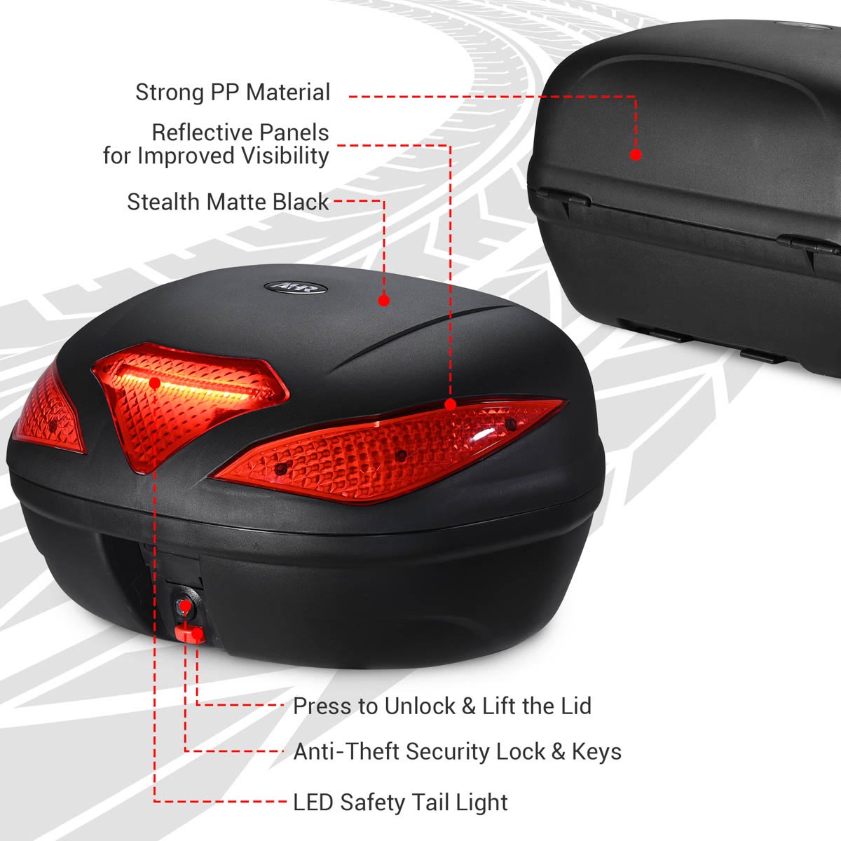 Yescom Motorcycle Trunk with Lights Quick Release Scooter Tour Pack
