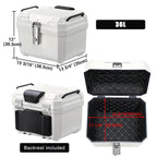 Yescom White Motorcycle Trunk Box with Backrest Scooter Tour Pack